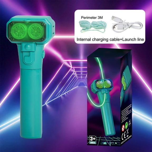 kkbbma under $5 Glow Rope Launcher, Rechargeable Luminous Rope Wand, Glow in the Dark Rope Spinner, Outdoor Night Leisure LightToy, Handheld Fluorescent Rope Launcher, Nighttime Party Light UpToy