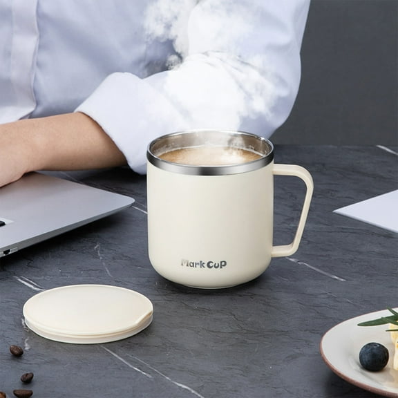 kkbbma under $5 Insulated Travel Mug, 400ml Stainless Steel Insulated Mug, Double Wall Vacuum Travel Coffee Cup, Reusable Thermal Mug with Lid Handle, Leak Proof Hot Cold Drink Tumbler for Commuting