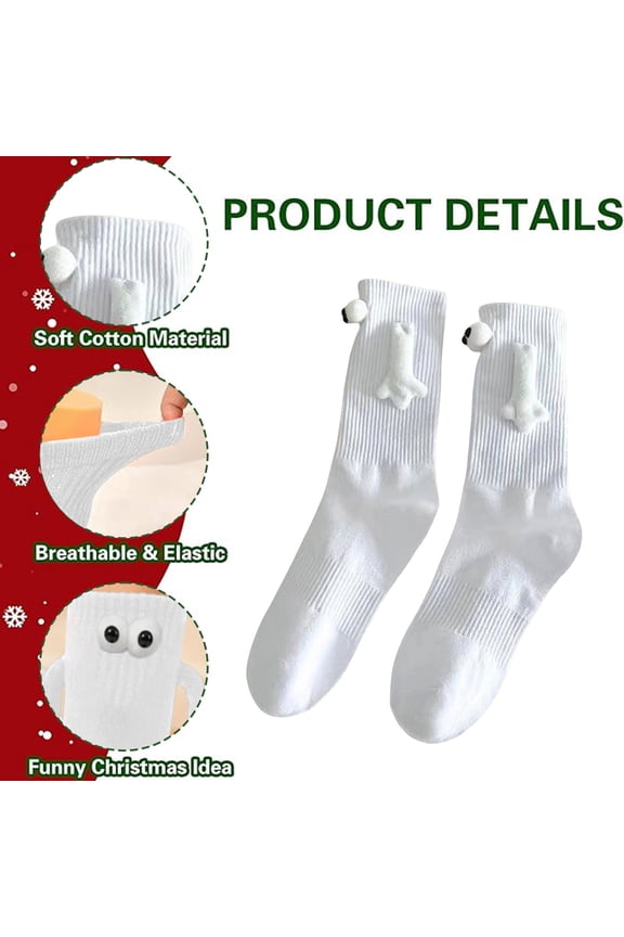 under $5 Magnetic Couple Socks, Magnetic Hand Hand Christmas Socks, Couple Matching Sweat Absorbing Long Socks, Black White Mid Calf Sports Socks, Festive Holiday Gift Partners, Couple Socks