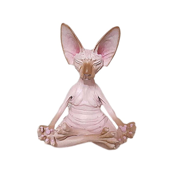 kkbbma under $5 Meditation Resin Doll, Meditation Cat Resin Doll, Desktop Decoration Crafts Ornament 9x5cm, Cute Sphynx Cat Figurine Home Decor Sculpture, Office Desk Decor, Gift for Cat Lovers