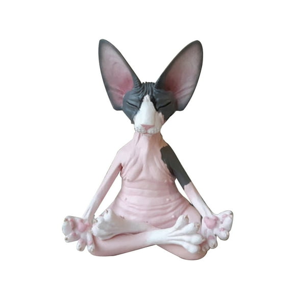 kkbbma under $5 Meditation Resin Doll, Meditation Cat Resin Doll, Desktop Decoration Crafts Ornament 9x5cm, Cute Sphynx Cat Figurine Home Decor Sculpture, Office Desk Decor, Gift for Cat Lovers