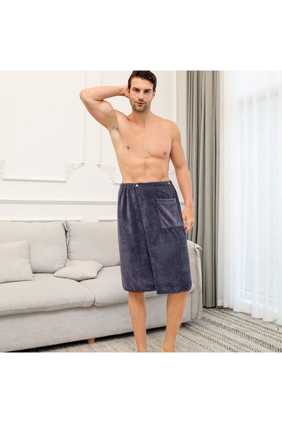 under $5 Men's Bath Towel Skirt, Men's Wearable Bath Towel Skirt, Soft Absorbent Beach Towel with Pockets, Quick Dry Polyester Bathing Wrap, 140x70cm Large Bath Towel, Swimwear Cover Up Sarong