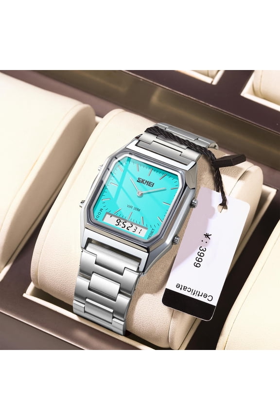 under $5 Men's Digital Watch, Men's Digital Watch Stainless Steel Band,Waterproof Sport Watch with Alarm Stopwatch,LED Backlight Military Style Watch