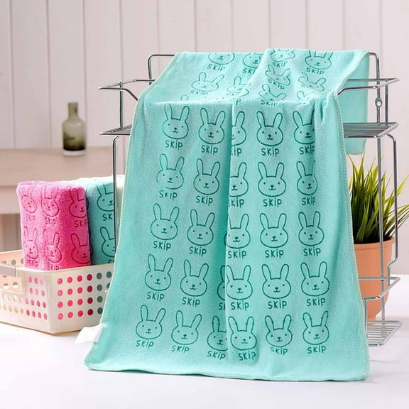 kkbbma under $5 Microfiber Hair Towel, Superfine Fiber Hair Towel,Rabbit Print Face Towel,Quick Dry Bath Towel,Soft Absorbent Towel,35x75cm Bath Sheet,Hair Drying Towel