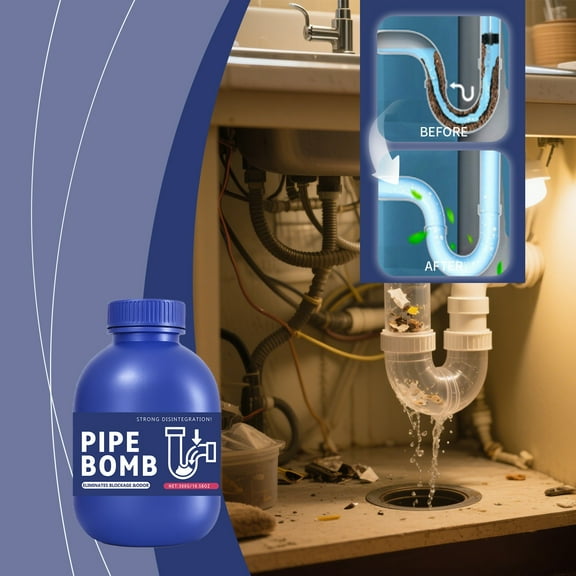 kkbbma under $5 Pipe Dredging Powder, Heavy Duty Drain Pipe Cleaner Powder, Fast Acting Sink Toilet Unclogger, Chemical Drain Opener for Kitchen Bathroom, Septic Safe Pipe Maintenance