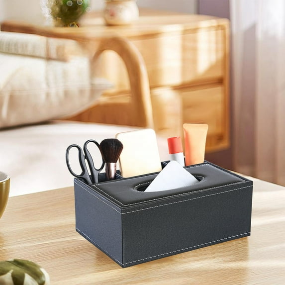 kkbbma under $5 Remote Control Organizer, Remote Control Organizer, Leather Storage Box For Remotes, Multifunctional Tissue Box Holder, Living Room Coffee Table Organizer