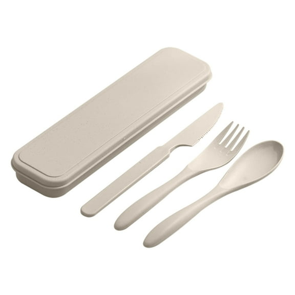kkbbma under $5 Reusable Travel Utensil Set, Reusable Travel Utensils Set, Camping Cutlery Set with Case, Portable Wheat StRaws Fork Spoon Set, Eco-Friendly Picnic Utensils,KidsLunch Box Cutlery Set