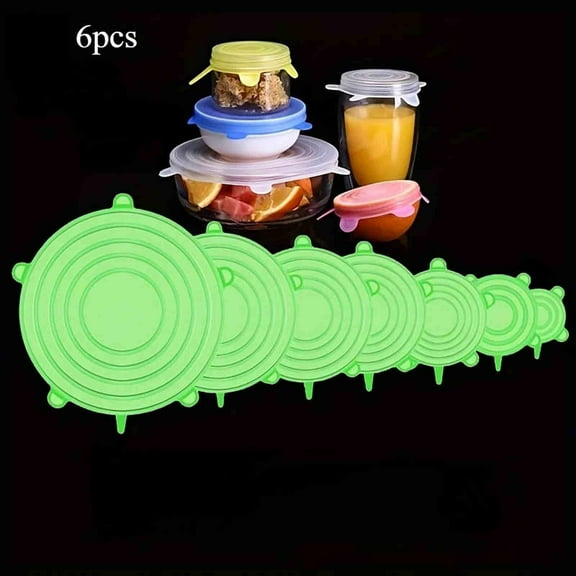 kkbbma under $5 Silicone Stretch Lids, Reusable Silicone Stretch Lids, 6 Piece Airtight Food Storage Covers, Elastic Bowl Plate Container Lids, Dishwasher Safe Food Fresh Keepers