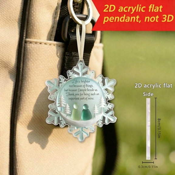 kkbbma Under $5 Snowflake Acrylic Pendant,Friendship Hanging Decoration,Holiday Gift Ornament,2D Flat Snowflake,Multi Scene Decor,Warm Gift Pendant,Acrylic Snowflake Charm,Decorative Hanging Gift