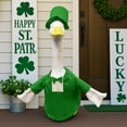 thumbnail image 1 of kkbbma under $5 St Patrick's Day Decor, St. Patrick's Day Goose Costume, 23 Inch Yard Porch Goose Outfit, Green Shamrock Theme Decor, 3 Piece Holiday Goose Dress Set, Festive Garden Lawn Decoration, 1 of 4