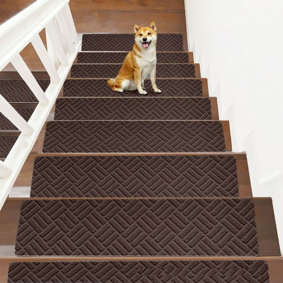 kkbbma under $5 Stair Treads, 10 PCS Non Slip Carpet Stair Treads, Self Adhesive Stair Mats for Indoor Use, Safety Anti Slip Stair Treads forKidsElderly, Reusable Washable Stair Carpet
