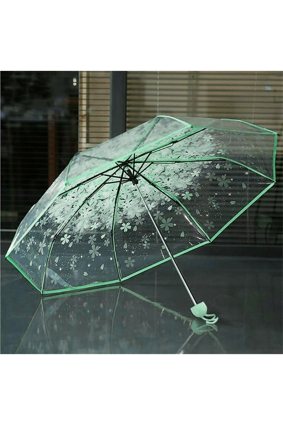 under $5 Transparent Clear Umbrella, Clear Umbrella, Transparent Rain Umbrella, 3 Fold Compact Umbrella, Windproof Sun Rain Protection Umbrella, Lightweight Portable Umbrella For Women Men