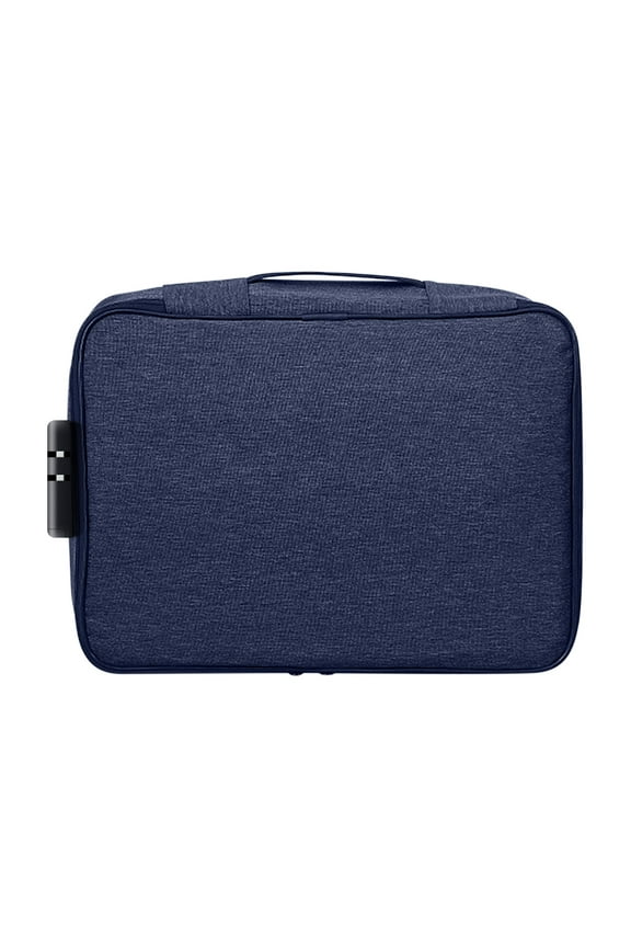 under $5 Travel Document Organizer With Lock, Large Capacity Document Passport Organizer Bag, Waterproof Fireproof Storage Case Lockable Zipper, Multi Layer Card Holder Travel File Pouch