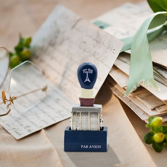 kkbbma under $5 Vintage Date Roller Stamp, Vintage Date Stamp, Postmark Effect Wooden Roller Stamp, Diary Journal DIY Sealing Wax Stamp, Creative Stationery Gift, Handmade Date Marking Tool
