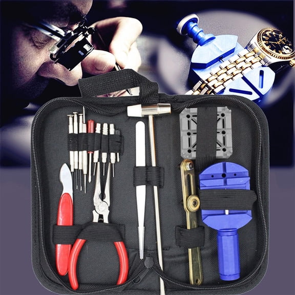 kkbbma under $5 Watch Repair Tool Kit, 16 Piece Watch Repair Tool Kit,Link Remover Spring Bar Tool,Watch Case Opener Screwdriver Set,Professional Watchmaking Repair Tools