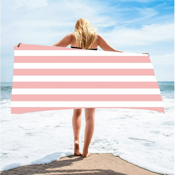 kkbbma Beach Towels under $5! Oversized Microfiber Beach Towels Striped Quick Dry Extra Large Pool Towels Absorbent Camping Travel Blanket for Women Men Bath Beach