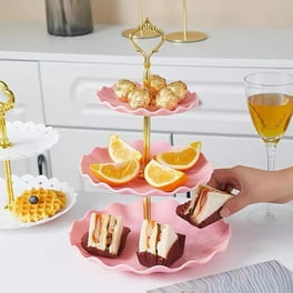 Weloille 3 Tier Cupcake Stand Plastic Tiered Serving Stand Dessert Tower Tray for Tea Party and Wedding Round Walmart