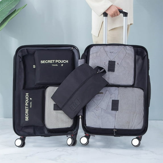 kkbbma Under $5 7 Set Packing Cubes for Suitcases, Lightweight Travel Luggage Packing Organizers, Compression Storage Shoe Bag, Clothing Underwear Bag, Travel Cubes Set for Man & Women