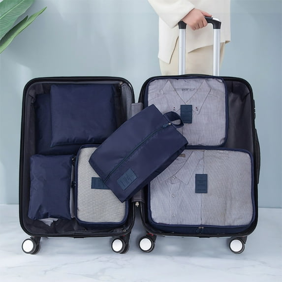 kkbbma Under $5 7 Set Packing Cubes for Travel, Travel Organizer for Suitcase, Luggage, Travel Bags for Carry on, Travel Essential with Laundry Bag, Storage Clothes Bag