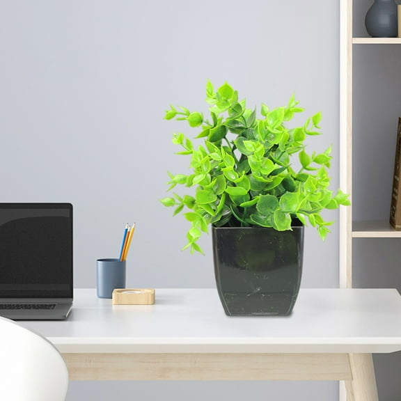 kkbbma under $5 Artificial Eucalyptus Plants with Black Vase for Office Desktop, Home and Friends鈥?Gift Fake Plant with Plastic Pots for Home Decoration Potted Plants for Bookshelf
