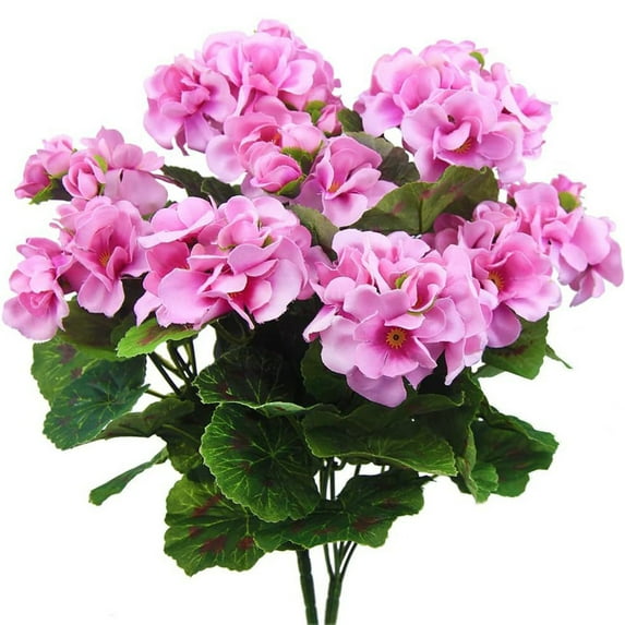kkbbma under $5 Artificial Geraniums Outdoor Silk Flowers Pink Artificial Geranium Bush Faux Flowers Geraniums for Floral Home Decor Indoor Garden Patio Grave Cemetary Vase Table Centerpiece