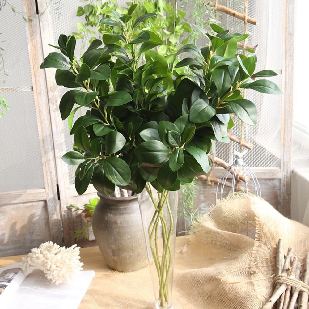 kkbbma Clearance under $5 Artificial Green Leaves Stems Artificial Fake Flowers for Home Artificial Plant Fake Leaves Foliage Grass Bush Wedding Party Home Garden Decor