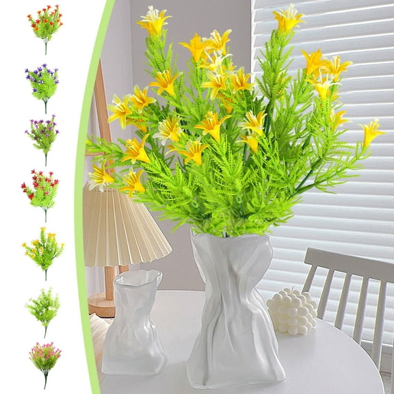 kkbbma under $5 Artificial Lily Easter Lily Flowers for Easter, White Flowers Fake Tiger Lily for Spring White Wedding Table Centerpiece Holiday Home Decoration