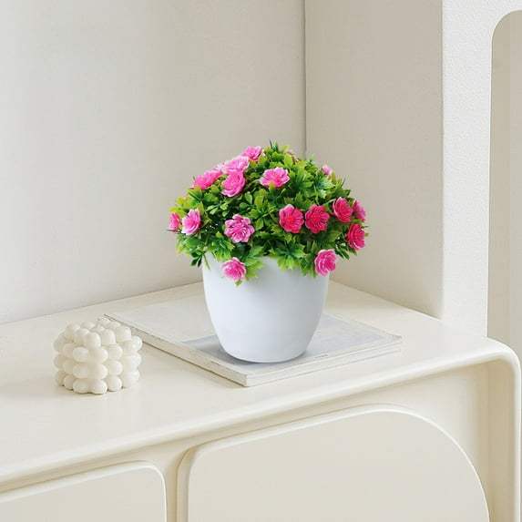 kkbbma under $5 Artificial Potted Flowers, Small Vase Fake Flower Plants Desktop Decoration Indoor for Home and Office, Faux Flowers Decora for Table,Bookshelf,Bedroom,Living Room,Party
