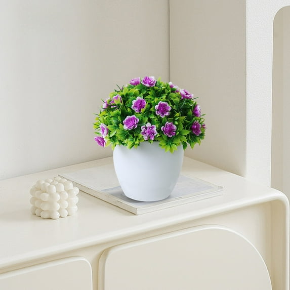 kkbbma under $5 Artificial Potted Flowers, Small Vase Fake Flower Plants Desktop Decoration Indoor for Home and Office, Faux Flowers Decora for Table,Bookshelf,Bedroom,Living Room,Party