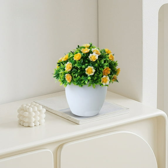 kkbbma under $5 Artificial Potted Flowers, Small Vase Fake Flower Plants Desktop Decoration Indoor for Home and Office, Faux Flowers Decora for Table,Bookshelf,Bedroom,Living Room,Party