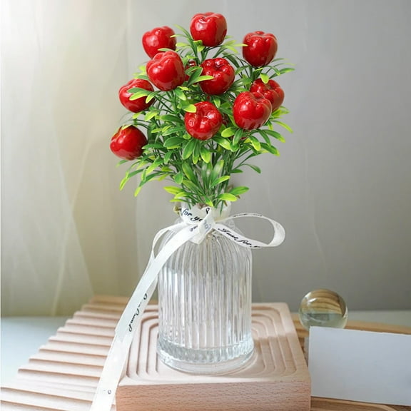 kkbbma under $5 Artificial Strawberry Stem Bunch Faux Strawberry Arrangement for Home Decor DIY Strawberry Centerpieces and Party Decorations Realistic Fake Fruit Stems