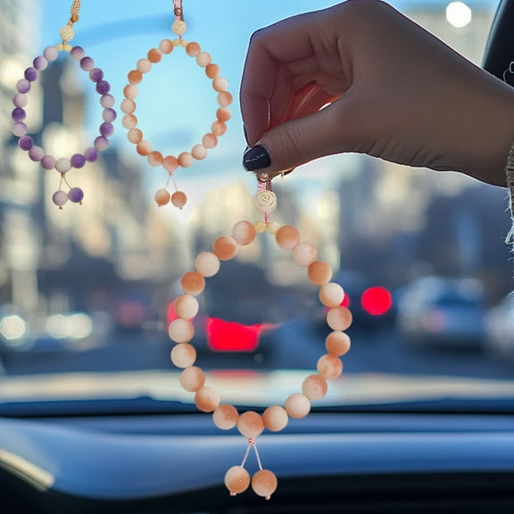 kkbbma under $5 Car Rosary for Rearview Mirror, Personalized Rear View Blessing Beads Decor, Auto Rearview Rosary Hanging Pendant, Interior Men Women Car Accessories