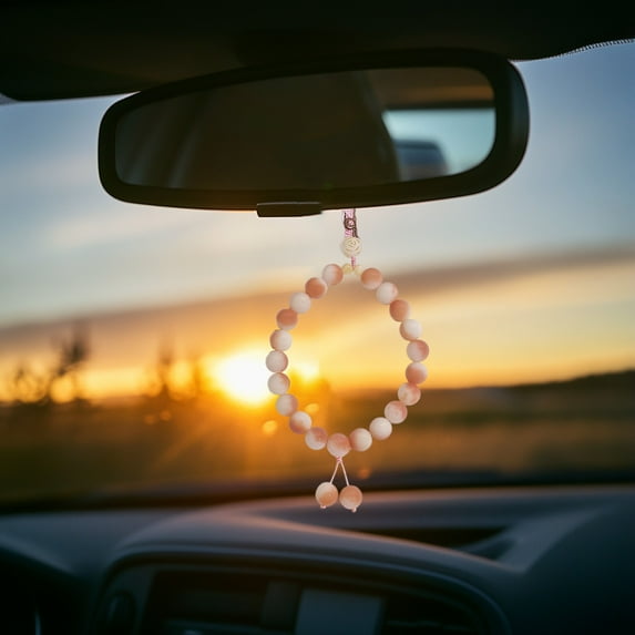 kkbbma under $5 Car Rosary for Rearview Mirror, Personalized Rear View Blessing Beads Decor, Auto Rearview Rosary Hanging Pendant, Interior Men Women Car Accessories