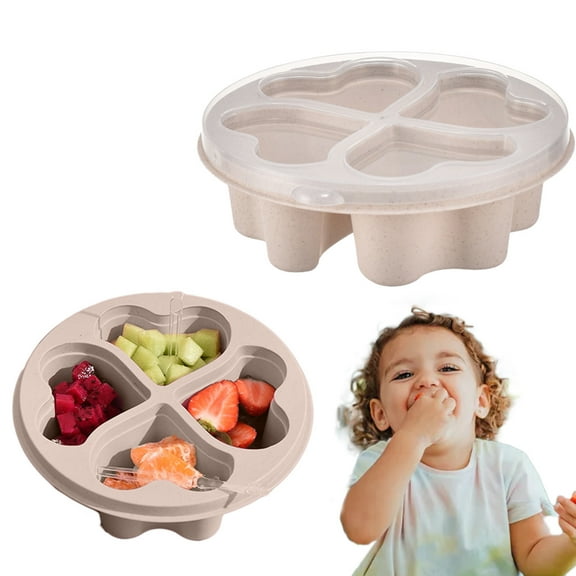 kkbbma under $5 Divided Serving Tray with Lid Vegetable Tray with Lid Fruit Platter 4 Compartment Vegetable Platter Reusable Food Containers Plastic Serving Dish for Lunch Meal Snack Storage