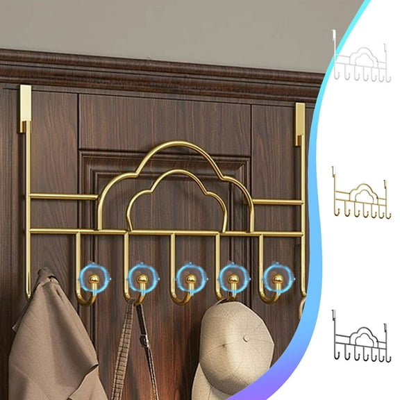 kkbbma under $5 Over the Door Hooks Hanger for Hanging, Over Door Towel Coat Rack Hanger Hooks for Clothing,Anti-Rust Overdoor Organizer Rack with 7 Hooks for Bathroom Bedroom Hat Purse Robe