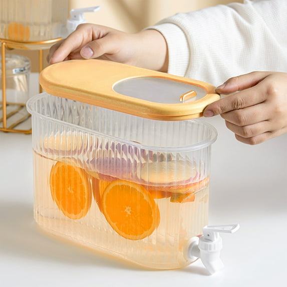 kkbbma Clearance under $5 Drink Dispenser for Fridge, Beverage Liquid Drink Container for Party, 3.5L, Cold Water Pitcher Lemonade Stand Juice Jug with Spigot
