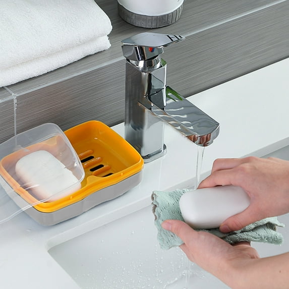 kkbbma under $5 Dual Compartment Soap Dish, Large Capacity Bar Soap Holder, Shampoo Bar Holder, with Drainage Layer, Soap Container for Bathroom, Shower, Bathtub