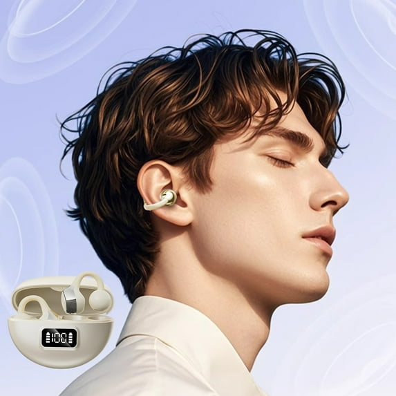 kkbbma under $5 Ear Clip Earbuds Mini Open Ear Headphones Bone Conduction Earphones, True Wireless Bluetooth Headphones for Sport Workout Driving Walking Running