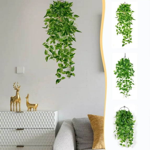 kkbbma under $5 Fake Hanging Plants, Artificial Hanging Succulents Greenery Wall Backdrop Decor, Artificial Plants Indoor for Home Garden Outdoor Decoration