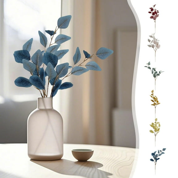 kkbbma under $5 Faux Eucalyptus Stems Artificial Eucalyptus Leaves Spray Greenery Stems Branches Silver Dollar Eucalyptus Plant for Home Kitchen Indoor Vase Flower Arrangement Decor
