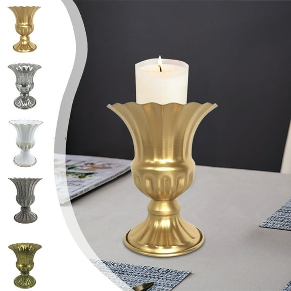 kkbbma under $5 Flower Arrangements Vase for Wedding Table Centerpiece - Metal Planter Vase Pot for Artificial Real Flower Small Trumpet Plant Urn for Garden