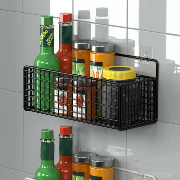 kkbbma under $5 Hanging Wall Mount Storage Baskets w/Steel Hooks, Multiuse Sturdy Wire Metal Organizing Baskets for Home Kitchen Bathroom Pantry Utility Laundry Organizer