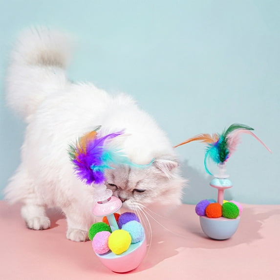 kkbbma under $5 Interactive Cat Toys for Indoor Cats, Stimulation Kitty Cat Toy to Keep Them Busy for Bored Adult Cats Self Play, Cute Funny Kitten Feathers & Ball Toys
