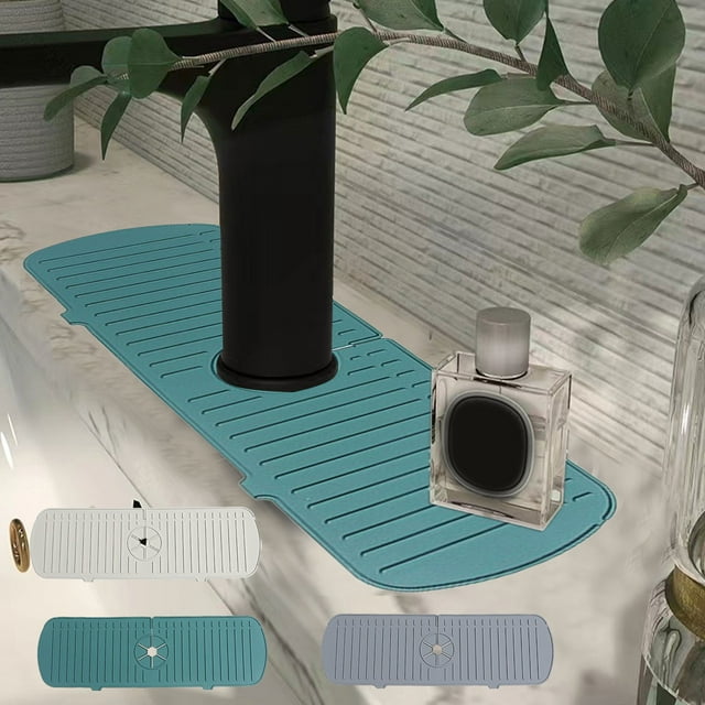 28'' Kitchen Faucet Absorbent Mat, Sink Splash Guard, Microfiber Faucet Handle Drip Catcher, Kitchenguard Tray, Water Drying Pads, Counter Protector For Kitchen, Bathroom, And RV