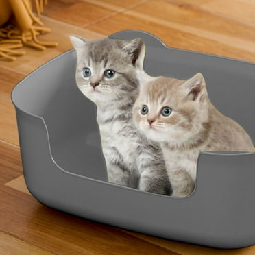 kkbbma under $5 Large Cat Litter Box with High Sides, Open Kitty Litter Boxes Anti-Splashing for Indoor Cat Low Entry Cat Litter Pan for Small and Elderly Cats