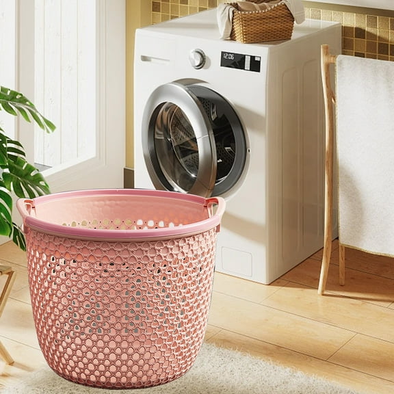 kkbbma under $5 Laundry Basket Durable and Flexible, Portable Round Bin, Bushel Hamper for Storage with Ventilation Holes for Closet Dorm Laundry Room Bedroom