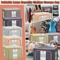 thumbnail image 1 of kkbbma under $5 Linen Fabric Foldable Storage Bin Cube Organizer Basket Clothes Storage Bag Organizer with Lid & Reinforced Handle, Clothes Blanket Box for Home, Office, Closet, 1 of 9