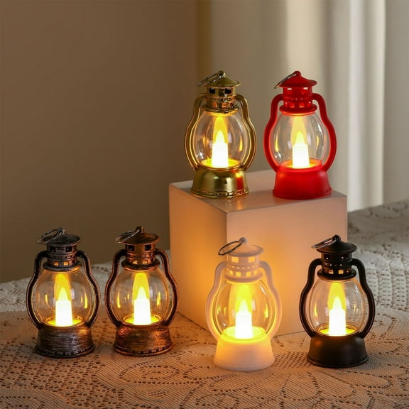 kkbbma under $5 Mini Lantern Decor Western Lantern Table Centerpiece Small Vintage Camping Hanging Lamp Ornaments for Cowboy Cowgirl Wedding Halloween Christmas
