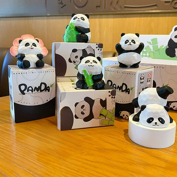 kkbbma under $5 Panda Figurine - Cute Resin Panda Statue, Fairy Tale Garden Kit, Cake Topper, Desktop Decor, DIY Miniature Landscape, Bamboo with model, Birthday Party Supplies