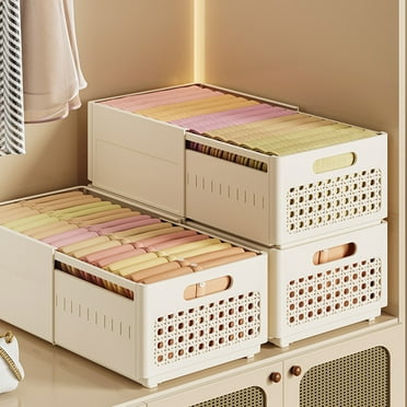 kkbbma Clearance Under $5 Plastic Storage Bins, Stackable Storage Containers, Folding Storage Boxes, Stackable Storage Bins, Closet Organizers and Storage for Living Room,Office,Dorm